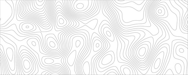 Fototapete - White & black topographic contours lines of mountains & geographic map pattern. Paper texture imitation of a geographical map shades. Cartography texture & Ocean topographic line