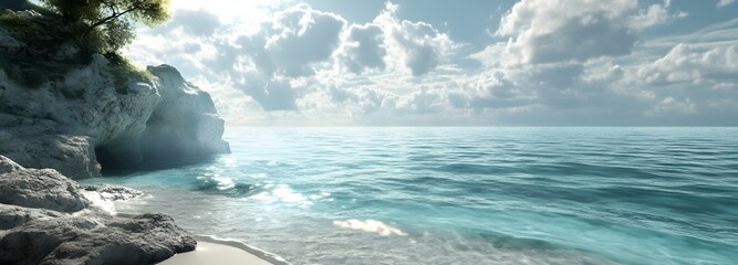 Wall Mural - a tranquil ocean view with no boats, just the sound of gentle waves