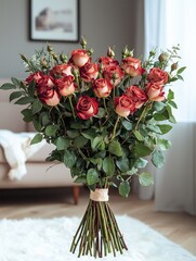 Aufkleber - Bouquet of roses standing on white blank studio background.