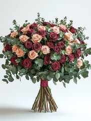 Aufkleber - Bouquet of roses standing on white blank studio background.