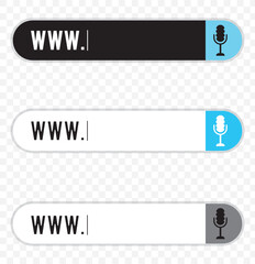 Poster - Search bar web page internet browser button, search box template isolated, various shape search bar boxes collection icon, cursor, magnifying glass, microphone. eps 10.