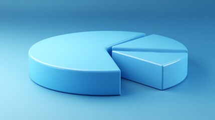 Poster - abstract d pie chart with smooth, curved segments, set against a gradient blue background