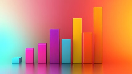 Poster - Abstract bar chart with colorful bars rising, set against a gradient background, business concept