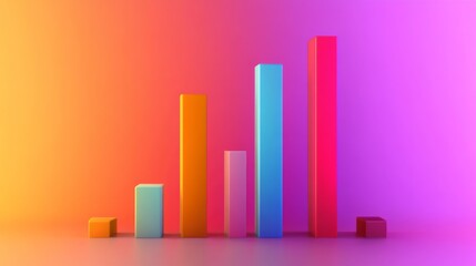 Poster - Abstract bar chart with colorful bars rising, set against a gradient background, business concept