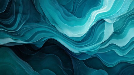 Leinwandbilder - Abstract digital waves in shades of blue and green, representing data flow and technology