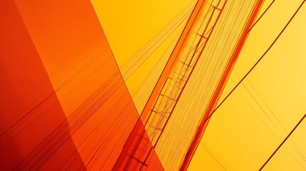 Poster - Abstract shot of power lines creating geometric patterns, with the sky in various shades of orange