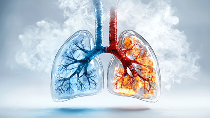 Poster - Breathtaking visualization of human lungs science digital artwork abstract close-up health concepts