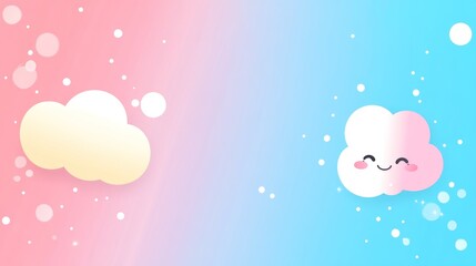 Poster - Two cartoon clouds with pastel colors, soft gradients, and cute expressions.