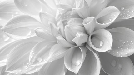 Aufkleber - A close-up of a flower with clear water droplets gently resting on its petals, creating a serene, tranquil mood in nature.