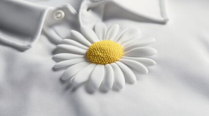 Poster - A macro view of a daisy with crisp white petals and a bright yellow center, capturing the simplicity and beauty of this classic flower.