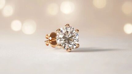 Poster - A sparkling diamond earring stud floating elegantly against a plain white background.