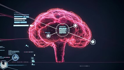 Poster - Digital brain is processing data, symbolizing machine learning, artificial intelligence, and the power of neural networks in modern technology
