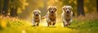 © Kanya - pack of golden retrievers running freely in nature, animals, energetic, outdoors