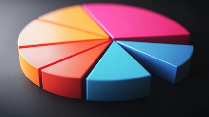 Poster - colorful d pie chart with segments tilted slightly, showing depth and perspective, business theme