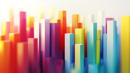 Poster - Creative bar graph made from colorful blocks, set against a white minimalist background