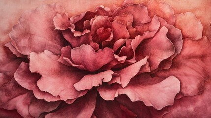 Aufkleber - Detailed shot of a blooming peony with layers of soft, ruffled petals in shades of pink, revealing the flowers luxurious texture.
