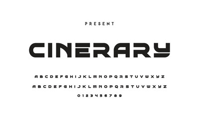 Poster - Modern serif alphabet design with uppercase, lowercase, numbers and symbol
