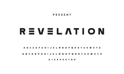 Poster - Modern serif alphabet design with uppercase, lowercase, numbers and symbol