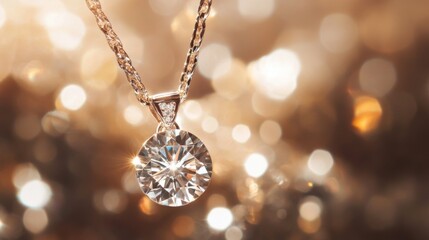 Poster - Diamond pendant in focus with blurred luxurious jewelry in the background, elegant and refined