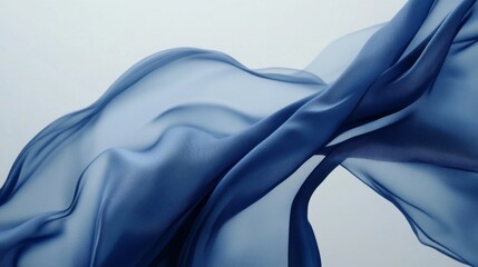 Leinwandbilder - Elegant blue silk fabric flowing in the wind, smooth texture and rich color, close-up
