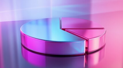 Poster - Floating D pie chart with glossy, gradient-colored segments, and light reflections, futuristic design