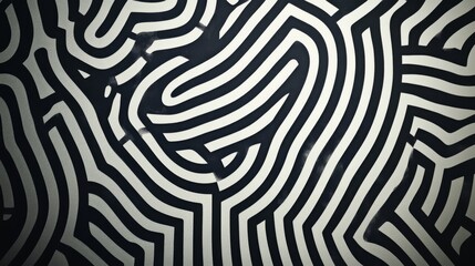 Poster - High-contrast abstract lines forming a maze-like pattern, futuristic and intricate design