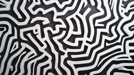 Poster - High-contrast abstract lines forming a maze-like pattern, futuristic and intricate design