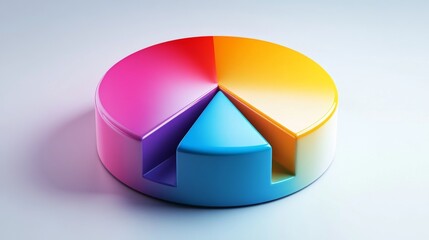 Poster - High-resolution image of a D pie chart with gradient colors and glossy finish, presenting data with a polished and eye-catching appearance.