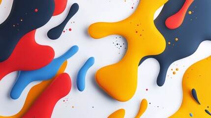 Leinwandbilder - Organic shapes in bold colors, resembling paint splatters on a white background, creative and artistic
