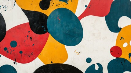 Leinwandbilder - Organic shapes in bold colors, resembling paint splatters on a white background, creative and artistic