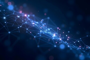 Fototapete - 3d grid background. Cyber ​​technology. Tech wire network, futuristic wire frame.