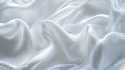 Poster - Elegant White Silk Fabric Draped Soft Texture Background Wave Pure Shiny Light Clean Style Cloth    