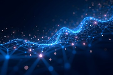 Fototapete - 3d grid background. Cyber ​​technology. Tech wire network, futuristic wire frame.