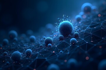 Fototapete - 3d grid background. Cyber ​​technology. Tech wire network, futuristic wire frame.