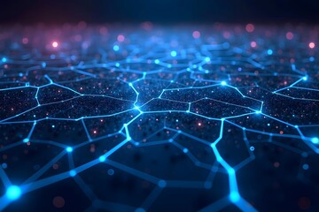 Fototapete - 3d grid background. Cyber ​​technology. Tech wire network, futuristic wire frame.