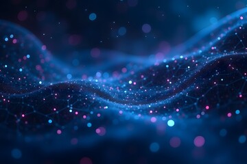 Fototapete - 3d grid background. Cyber ​​technology. Tech wire network, futuristic wire frame.
