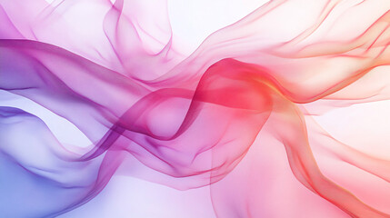 Poster - Abstract Colorful Fabric Swirls Elegant Flowing Sheer Texture Design Red Pink Wave Soft Silk Mesh   