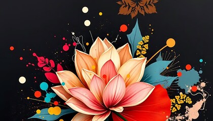 Poster - Abstract Floral Artwork Featuring A Pink Lotus Flower