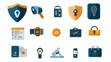 Aufkleber - Enhancing digital security a collection of icons for shield standards in cybersecurity environments