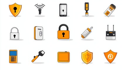 Poster - Securing your space a comprehensive collection of icons depicting physical security padlocks digital environments visual assets modern security concepts
