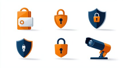 Aufkleber - Implementing digital protection icons for encryption standards in cybersecurity graphic design online environment visual concept