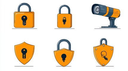Leinwandbilder - Implementing access control standards a comprehensive set of six security icons for biometric systems in digital environments