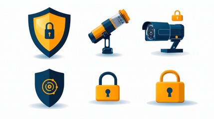 Aufkleber - Essential security icons showcase visual representation of shield and enc standard for digital protection in contemporary environments