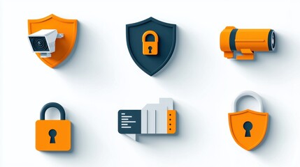 Poster - Enhancing digital security six iconic representations of padlock shield and biometric standards in modern technology