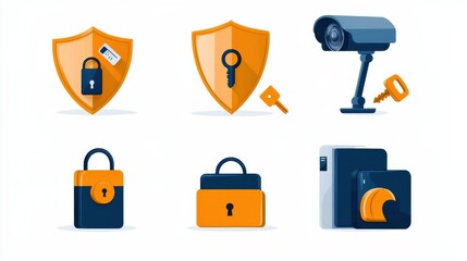 Poster - Enhancing digital safety six symbols of online security shields with key d standard for comprehensive protection