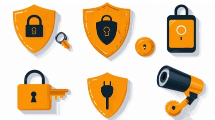 Poster - Enhancing digital safety understanding six symbols of online security cyber space visual guide informative key concepts