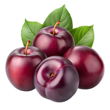 plums isolated on transparent background