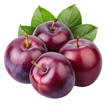 plums isolated on transparent background