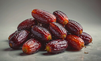 Aufkleber - A pile of dried fruit, including dates, is on a table. The fruit is brown and he is dried