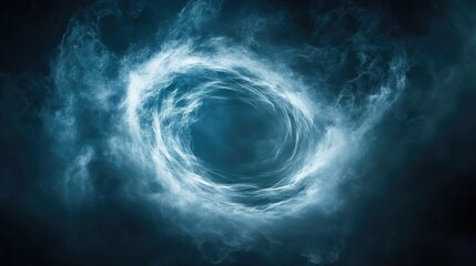 Fototapete - An abstract swirl of smoke forming a circle, set against a dark background for a mystical vibe.